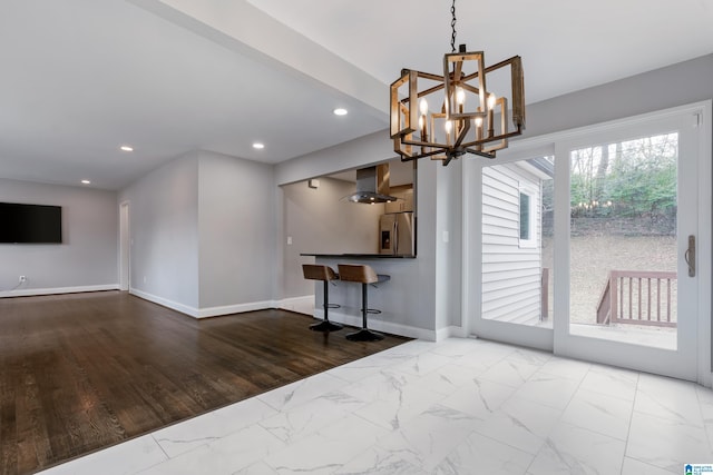 dining room featuring an inviting chandelier