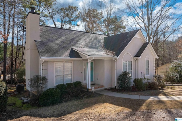 single story home with cooling unit