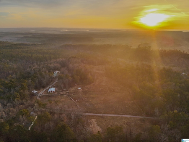 view of aerial view at dusk