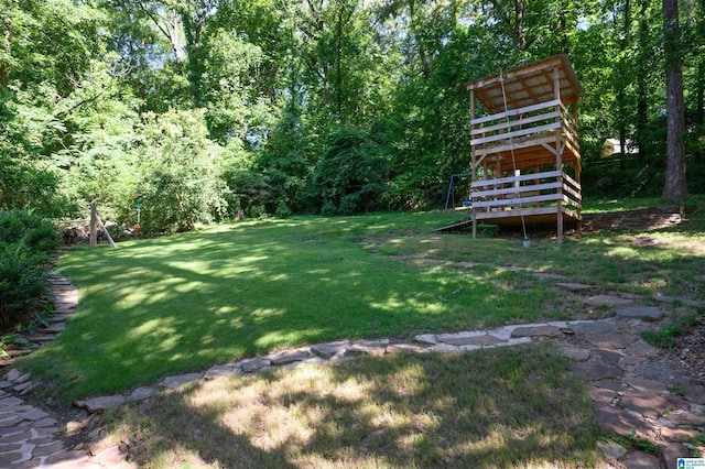 view of yard with a playground