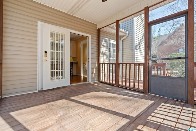 view of unfurnished sunroom