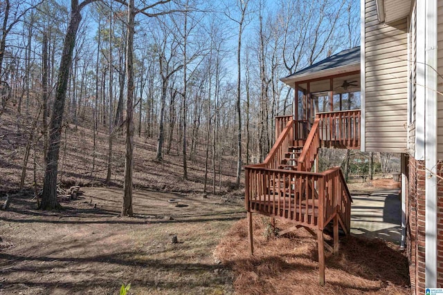 view of yard with a wooden deck