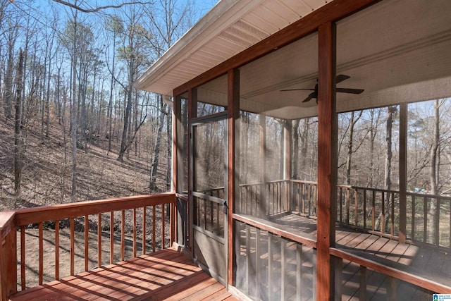 deck featuring ceiling fan