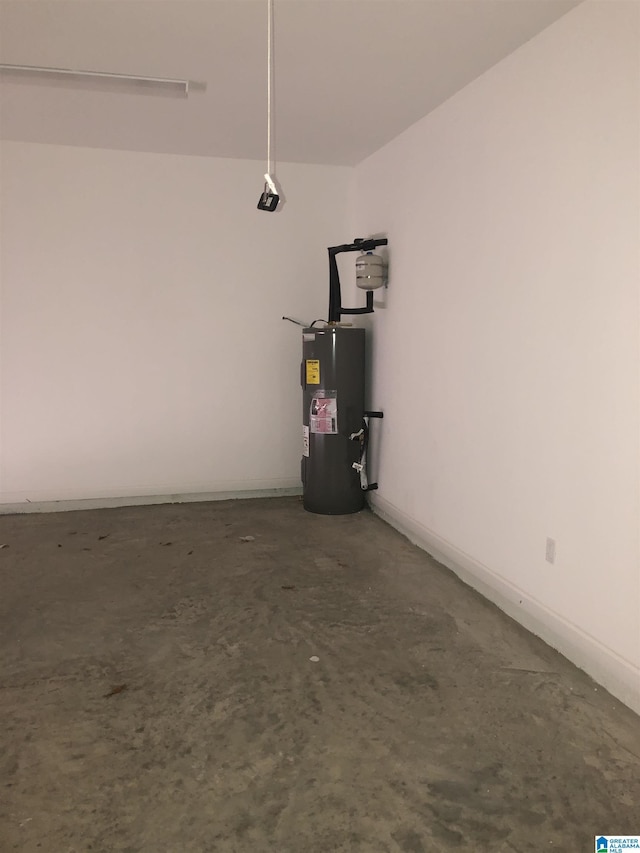 garage featuring electric water heater