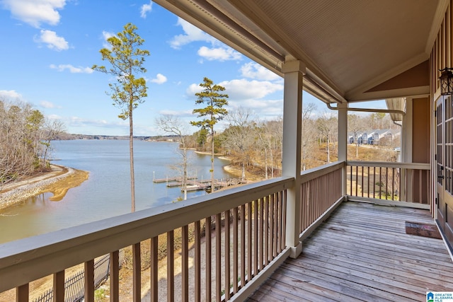 deck with a water view