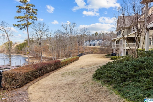 view of property's community with a water view