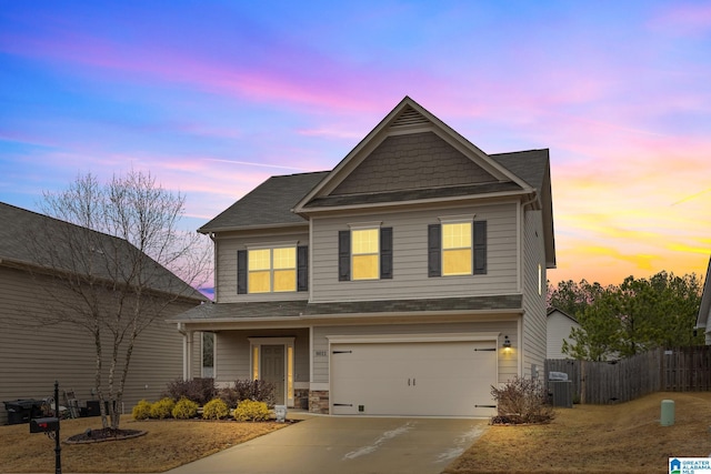 craftsman-style house with a garage