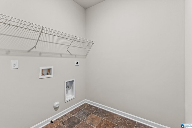 washroom with washer hookup, hookup for an electric dryer, and hookup for a gas dryer