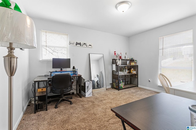 office space featuring light colored carpet