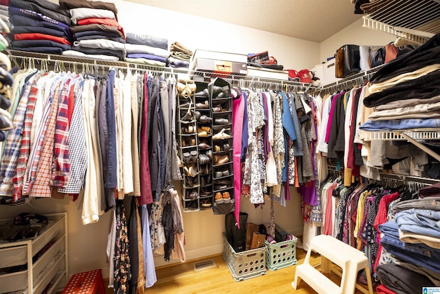 spacious closet with hardwood / wood-style floors