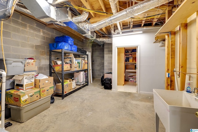 basement with sink