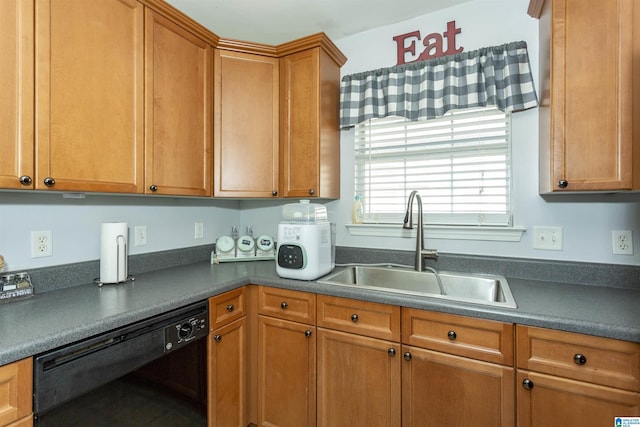 kitchen featuring black dishwasher and sink