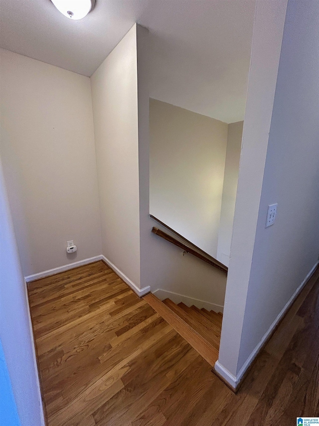 staircase with wood-type flooring