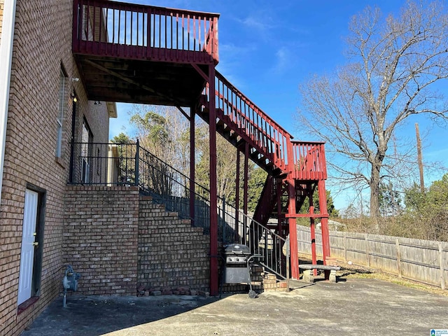 deck with a patio