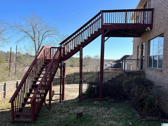 view of yard featuring a wooden deck