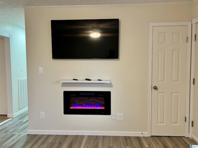 room details featuring hardwood / wood-style flooring and ornamental molding