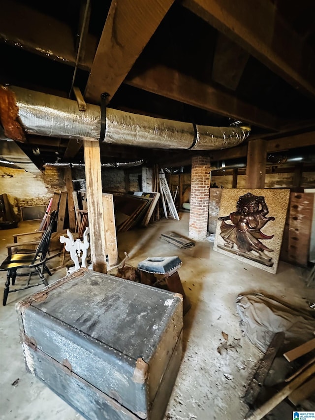 view of unfinished attic