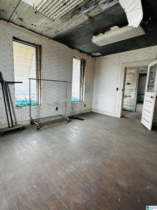 spare room featuring hardwood / wood-style flooring and a wealth of natural light