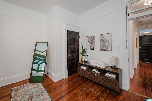 interior space with dark hardwood / wood-style flooring