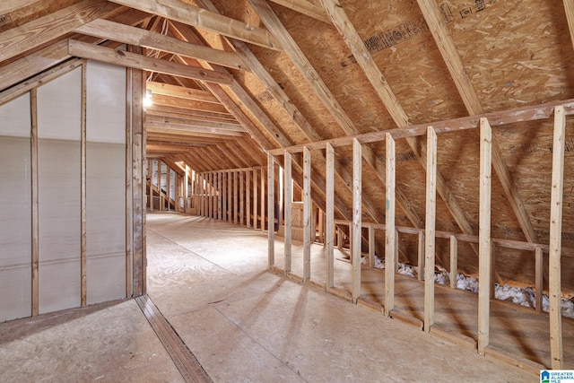 view of unfinished attic