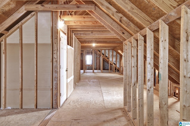 view of unfinished attic