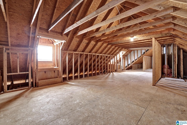 view of unfinished attic