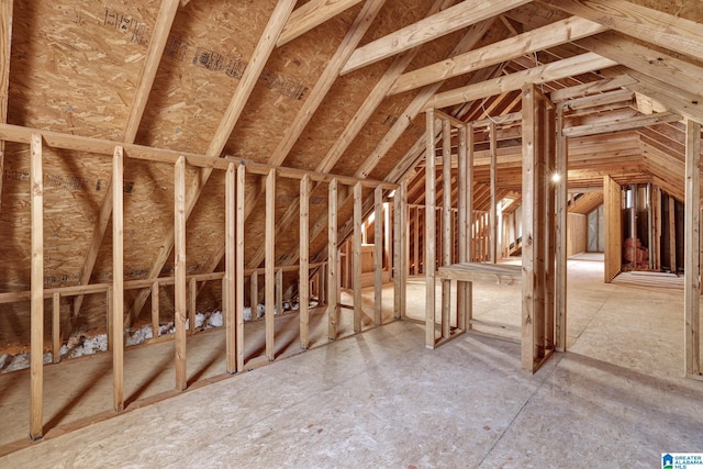 view of unfinished attic