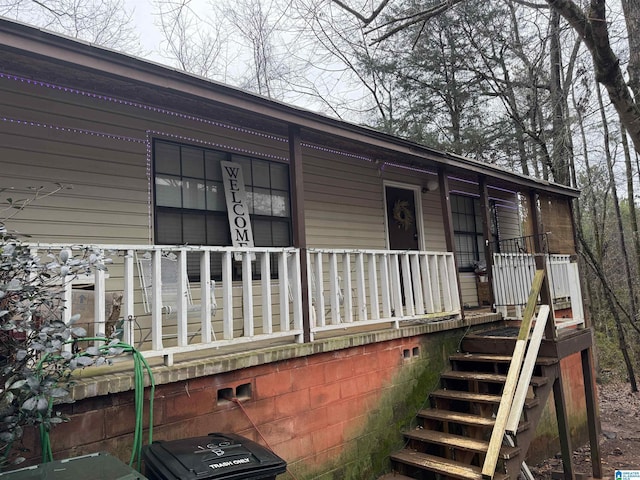 property entrance with a porch