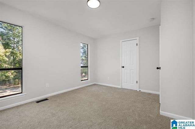 view of carpeted spare room