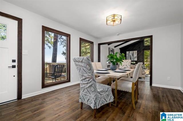 dining area featuring dark hardwood / wood-style floors