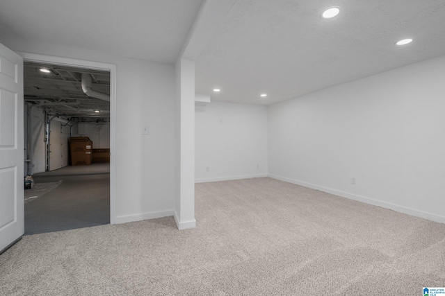 basement featuring carpet floors