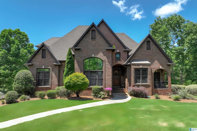 view of front of property featuring a front lawn