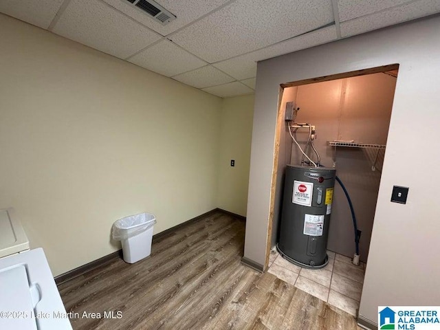 utility room with electric water heater