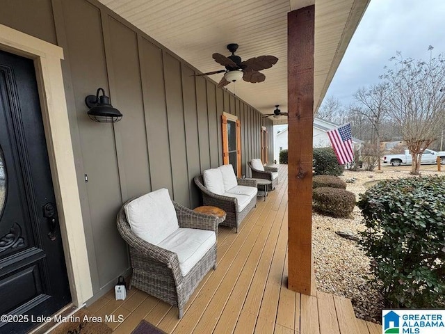 deck featuring ceiling fan