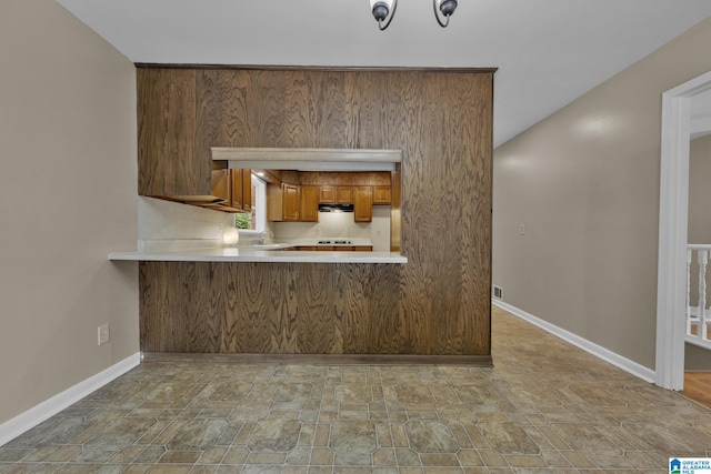 kitchen with sink and kitchen peninsula