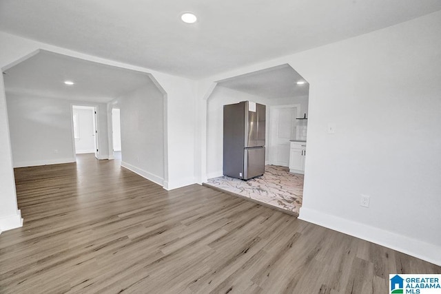 unfurnished living room featuring light hardwood / wood-style floors