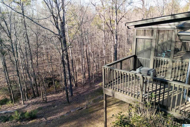 view of yard featuring a wooden deck