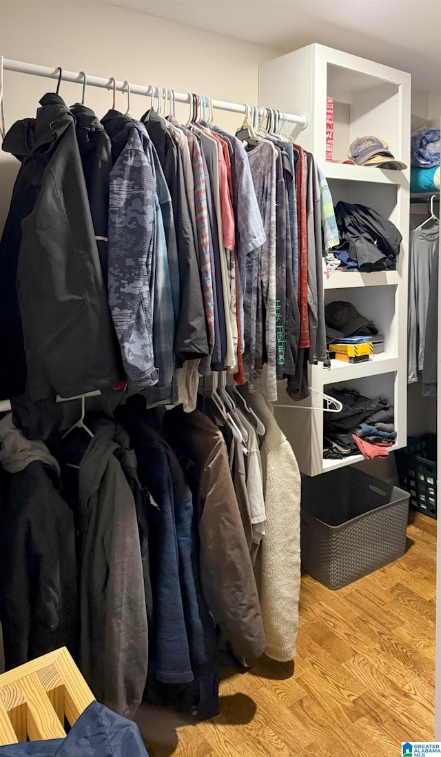 spacious closet with light wood-type flooring