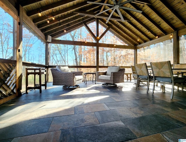 view of patio / terrace with a gazebo and ceiling fan