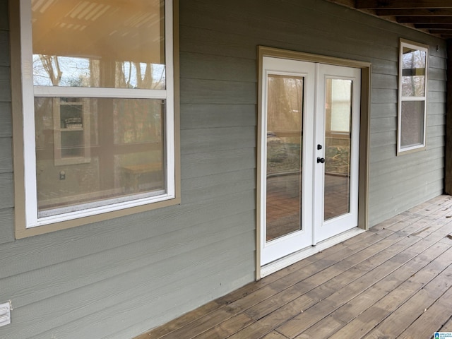 wooden deck with french doors