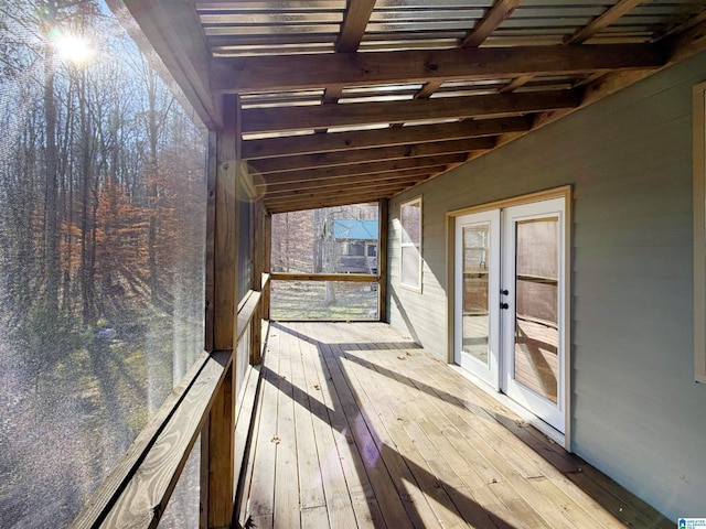 wooden terrace with french doors