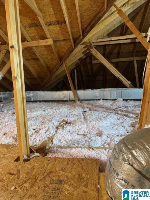 view of unfinished attic
