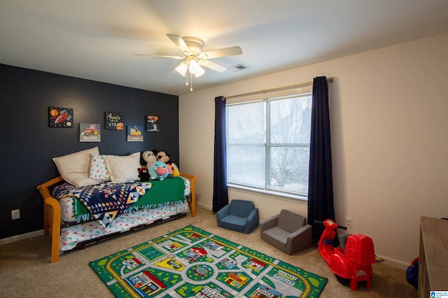 bedroom featuring ceiling fan