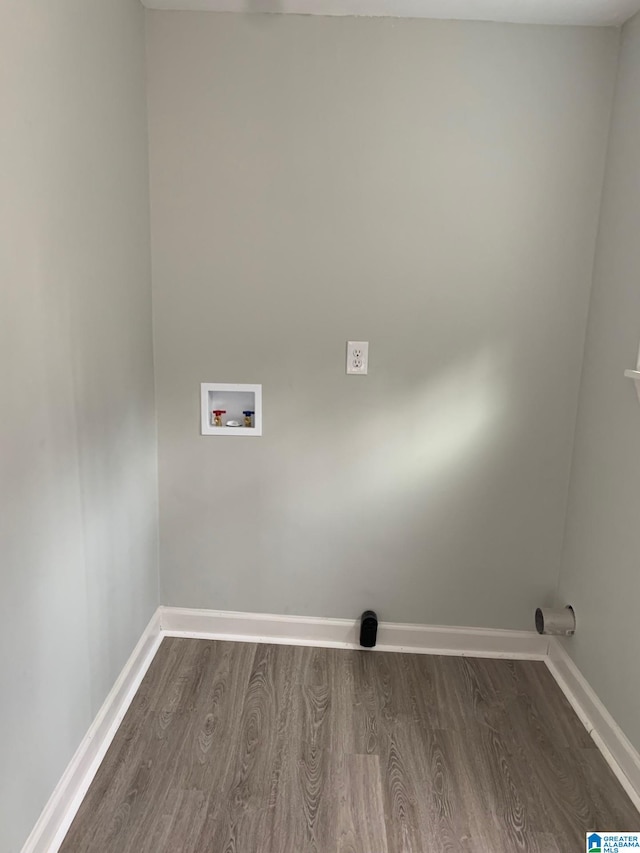 laundry area with washer hookup and dark hardwood / wood-style floors