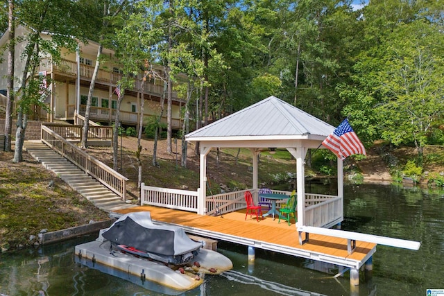 373 Pineywoods Dr, Wedowee, AL 36278 - dock area featuring a gazebo and a water view
