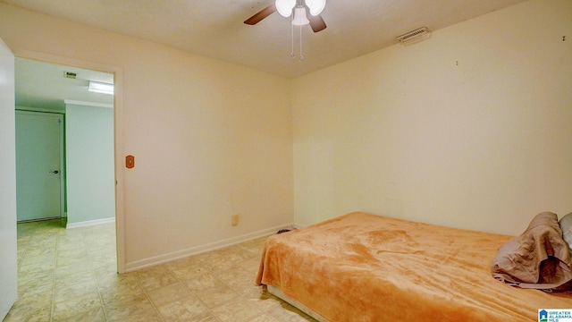 bedroom featuring ceiling fan