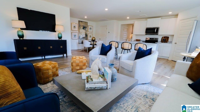 living room featuring light hardwood / wood-style floors