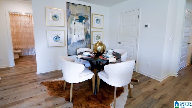 dining room with wood-type flooring