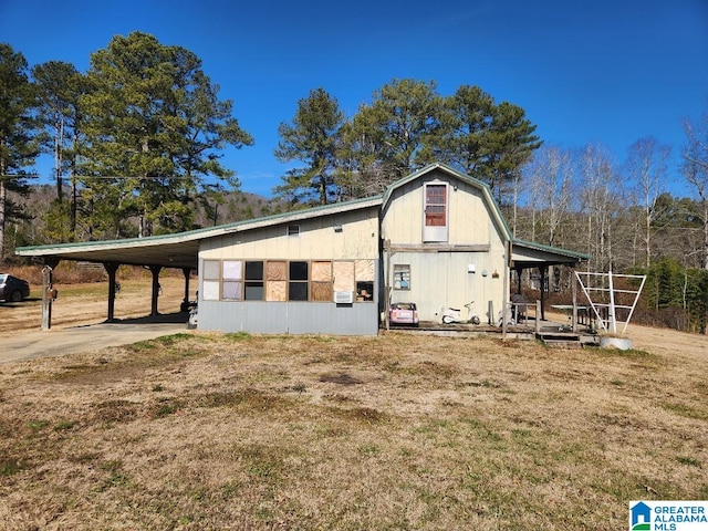 view of home's exterior featuring a yard