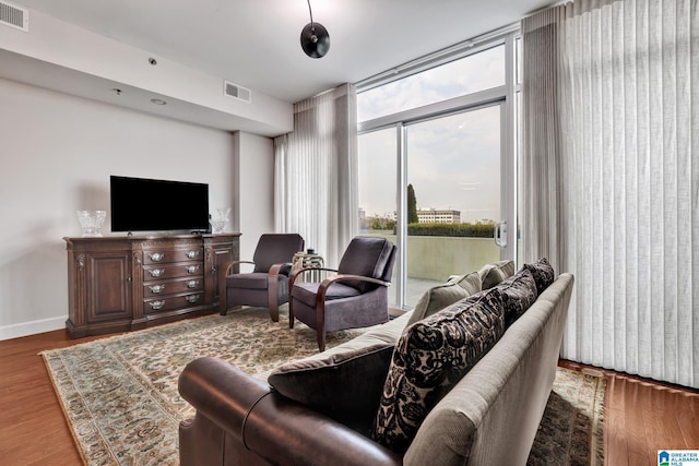 living room featuring wood-type flooring